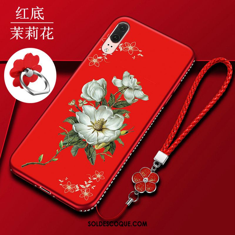 Coque Huawei P20 Silicone Téléphone Portable Étui Rouge Fluide Doux Pas Cher