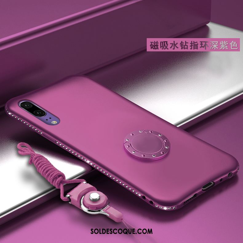 Coque Huawei P20 Support Strass Téléphone Portable Rose Fluide Doux Soldes