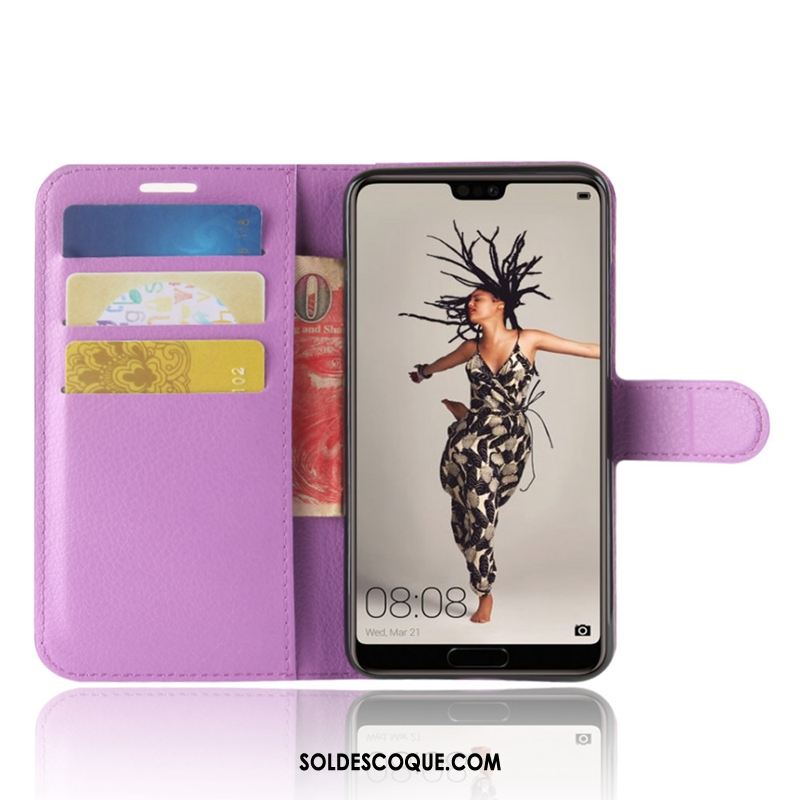 Coque Huawei P20 Téléphone Portable Protection Clamshell Violet Étui En Cuir Housse En Ligne