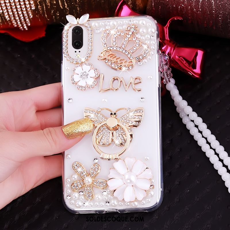 Coque Huawei P20 Téléphone Portable Strass Luxe Transparent Pas Cher