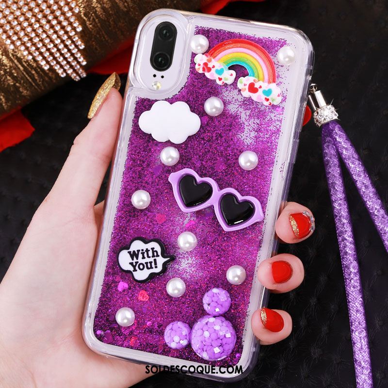 Coque Huawei P20 Violet Personnalité Téléphone Portable Incassable Incruster Strass France