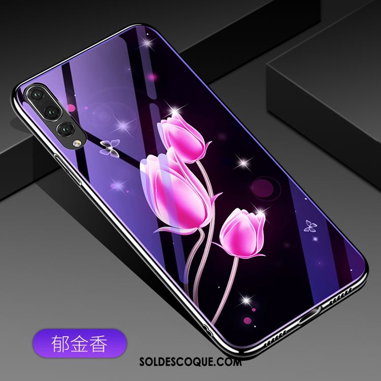 Coque Huawei P20 Violet Téléphone Portable Étui Verre Membrane Pas Cher