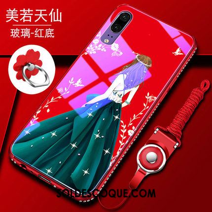 Coque Huawei P20 Étui Strass Silicone Rouge Verre En Vente