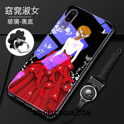 Coque Huawei P20 Étui Strass Silicone Rouge Verre En Vente