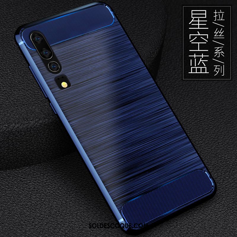 Coque Huawei P30 Bleu Étui Fluide Doux Tout Compris Délavé En Daim En Ligne