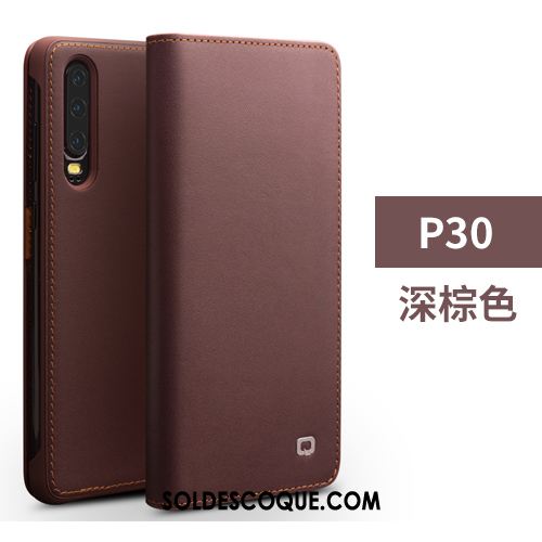 Coque Huawei P30 Cuir Véritable Étui En Cuir Simple Classic Protection Housse Soldes