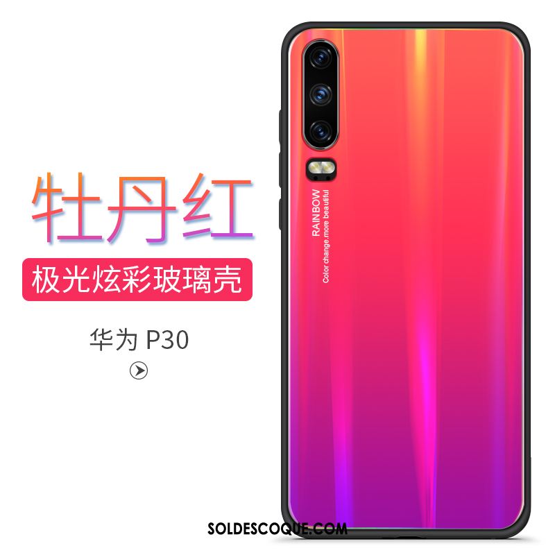 Coque Huawei P30 Dégradé Net Rouge Incassable Marque De Tendance Coloré En Vente