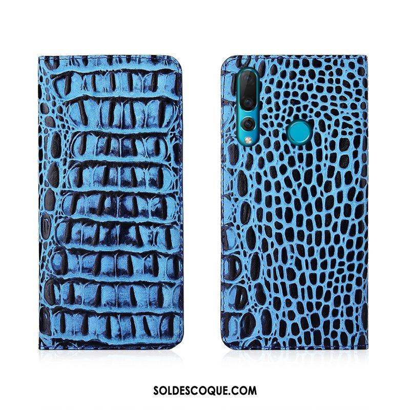 Coque Huawei P30 Lite Cuir Véritable Clamshell Étui En Cuir Silicone Noir En Vente