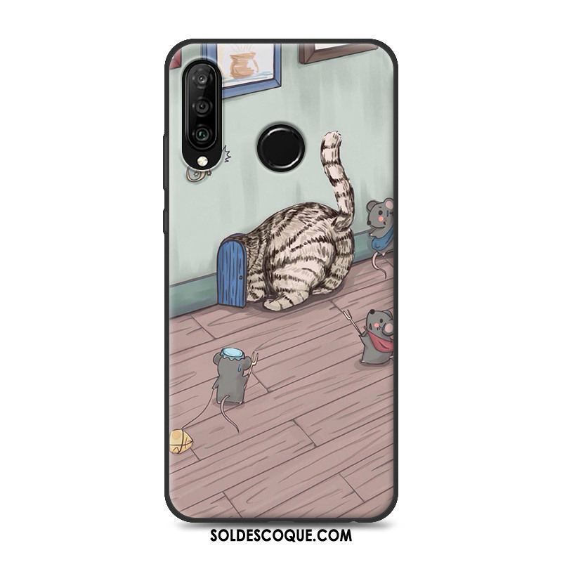 Coque Huawei P30 Lite Incassable Téléphone Portable Chat Étui Fluide Doux En Ligne