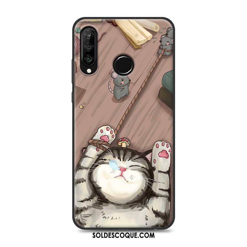 Coque Huawei P30 Lite Incassable Téléphone Portable Chat Étui Fluide Doux En Ligne