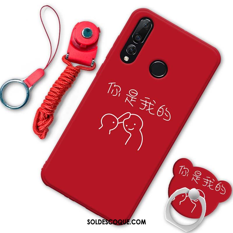 Coque Huawei P30 Lite Mode Rouge Téléphone Portable Délavé En Daim Tendance Pas Cher