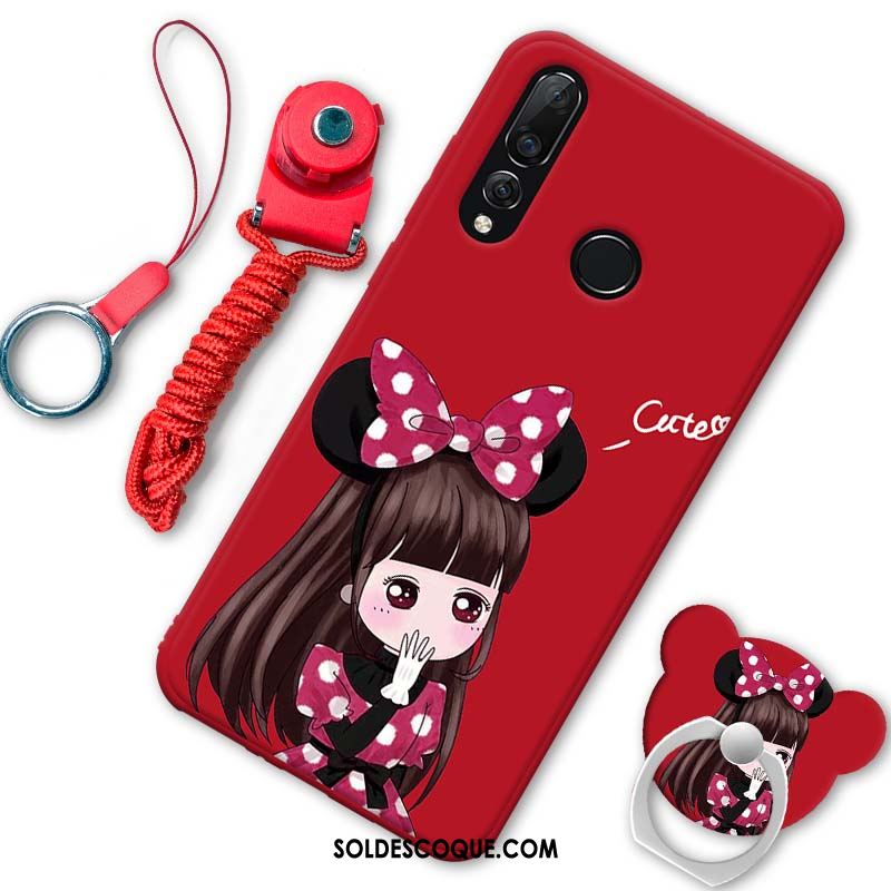 Coque Huawei P30 Lite Mode Rouge Téléphone Portable Délavé En Daim Tendance Pas Cher