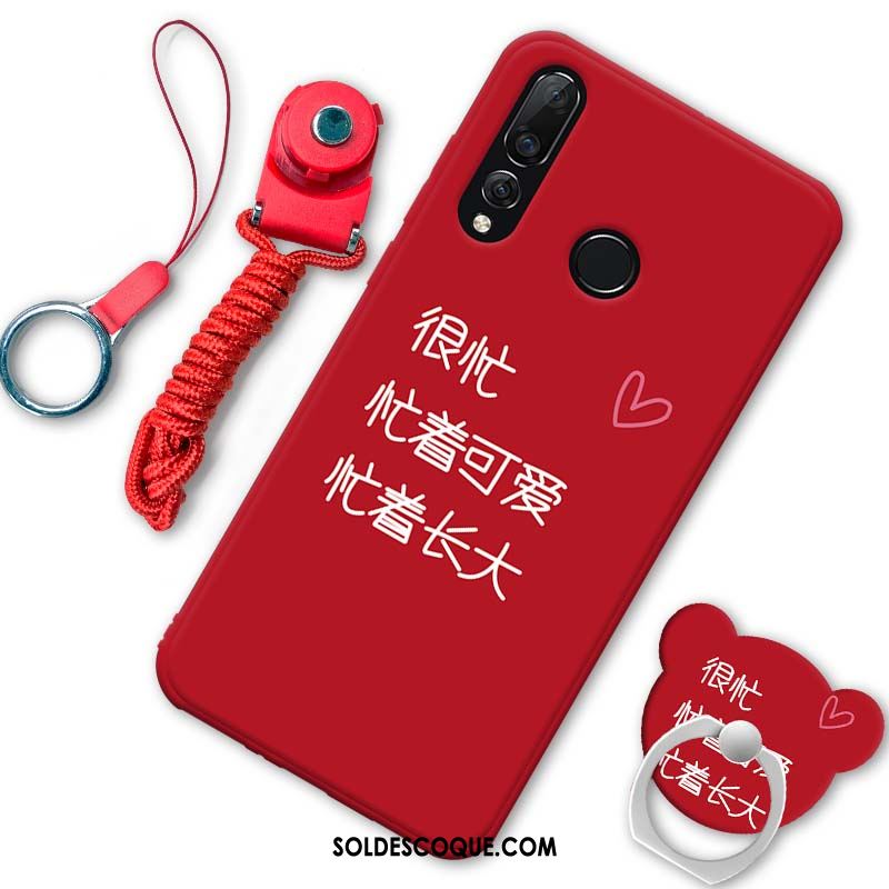 Coque Huawei P30 Lite Mode Rouge Téléphone Portable Délavé En Daim Tendance Pas Cher
