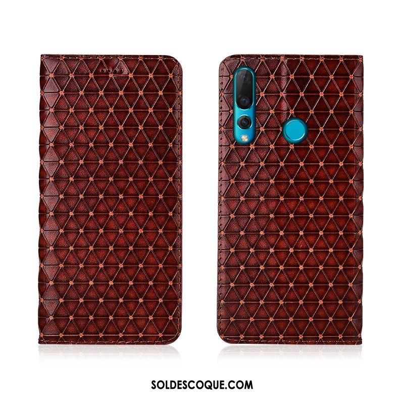 Coque Huawei P30 Lite Nouveau Plaid Clamshell Protection Cuir Véritable Pas Cher