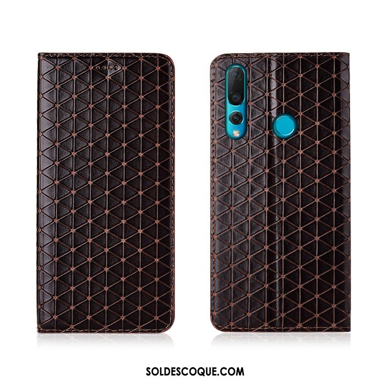 Coque Huawei P30 Lite Nouveau Plaid Clamshell Protection Cuir Véritable Pas Cher