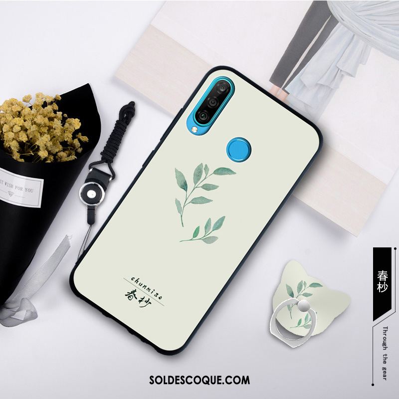 Coque Huawei P30 Lite Personnalité Blanc Simple Mode Tempérer Pas Cher