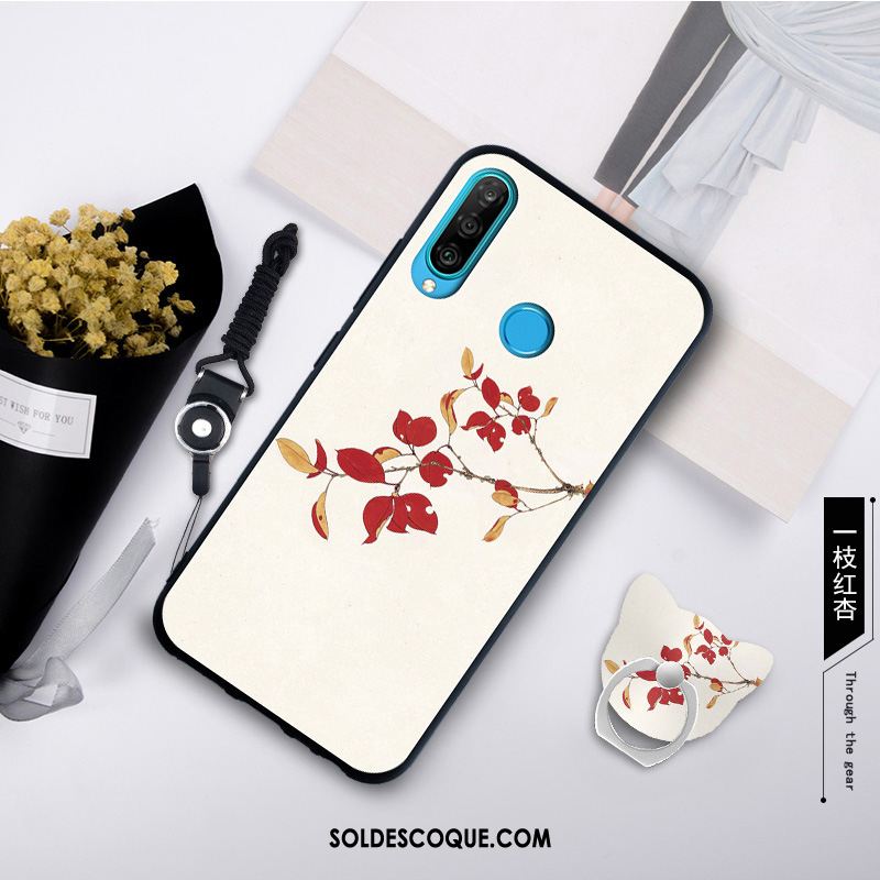 Coque Huawei P30 Lite Personnalité Blanc Simple Mode Tempérer Pas Cher