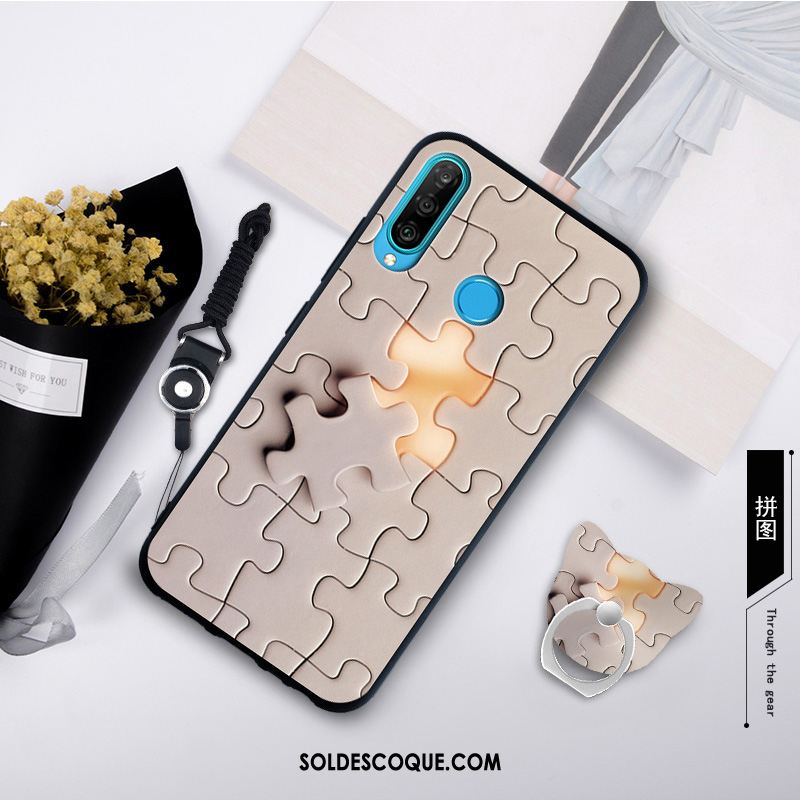 Coque Huawei P30 Lite Personnalité Blanc Simple Mode Tempérer Pas Cher