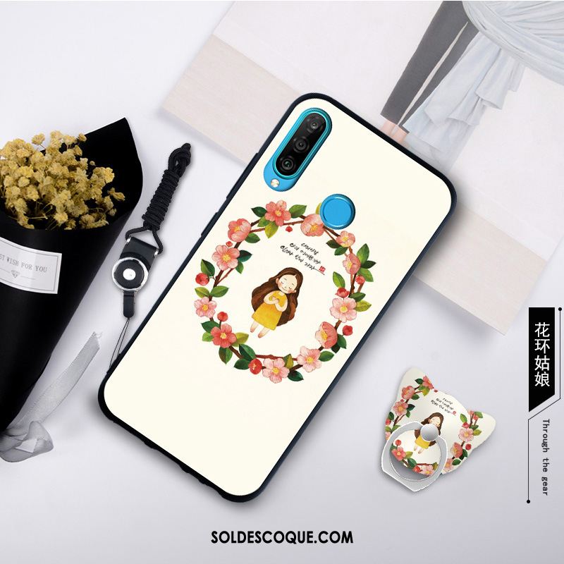 Coque Huawei P30 Lite Personnalité Blanc Simple Mode Tempérer Pas Cher