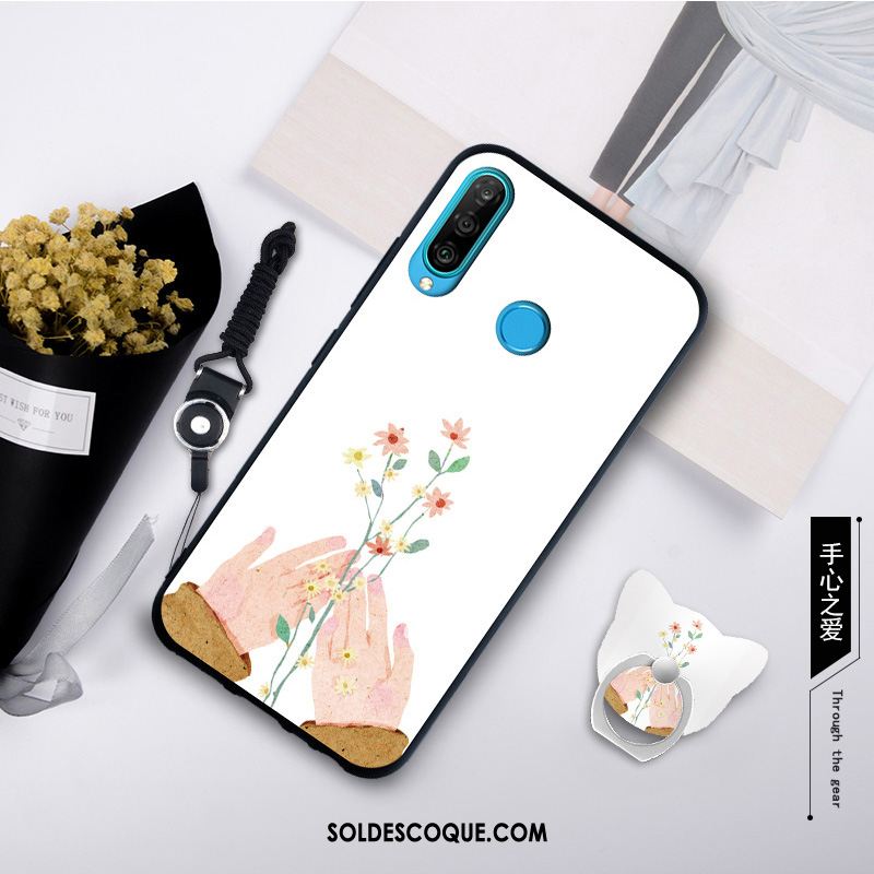 Coque Huawei P30 Lite Personnalité Blanc Simple Mode Tempérer Pas Cher