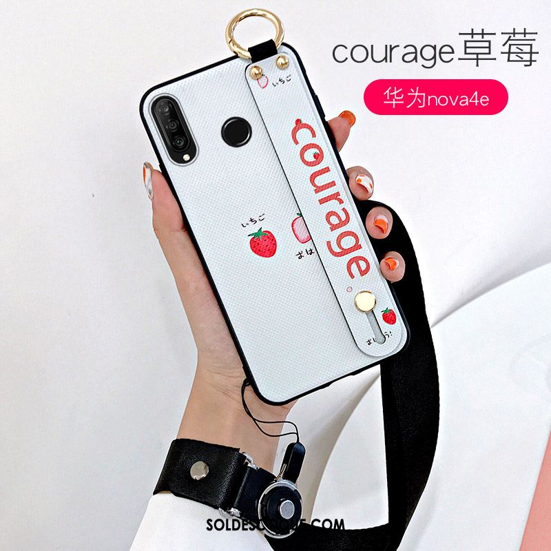 Coque Huawei P30 Lite Rose Silicone Téléphone Portable Cou Suspendu Fruit Soldes