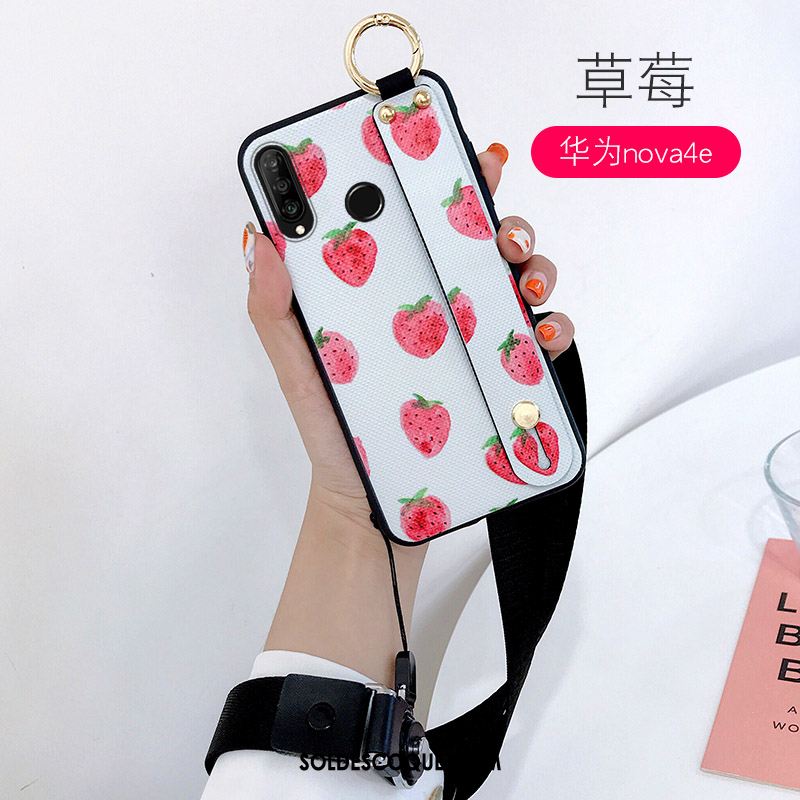 Coque Huawei P30 Lite Rose Silicone Téléphone Portable Cou Suspendu Fruit Soldes