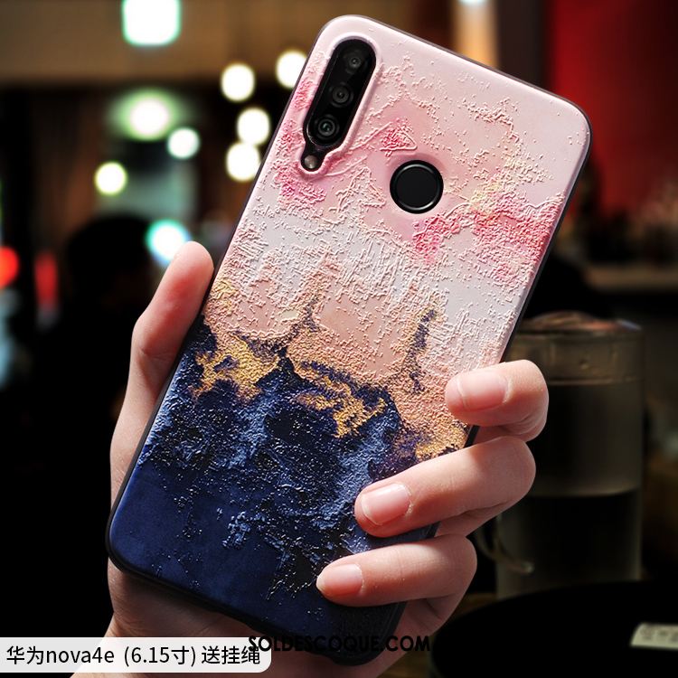 Coque Huawei P30 Lite Tout Compris Délavé En Daim Téléphone Portable Net Rouge Fluide Doux Soldes