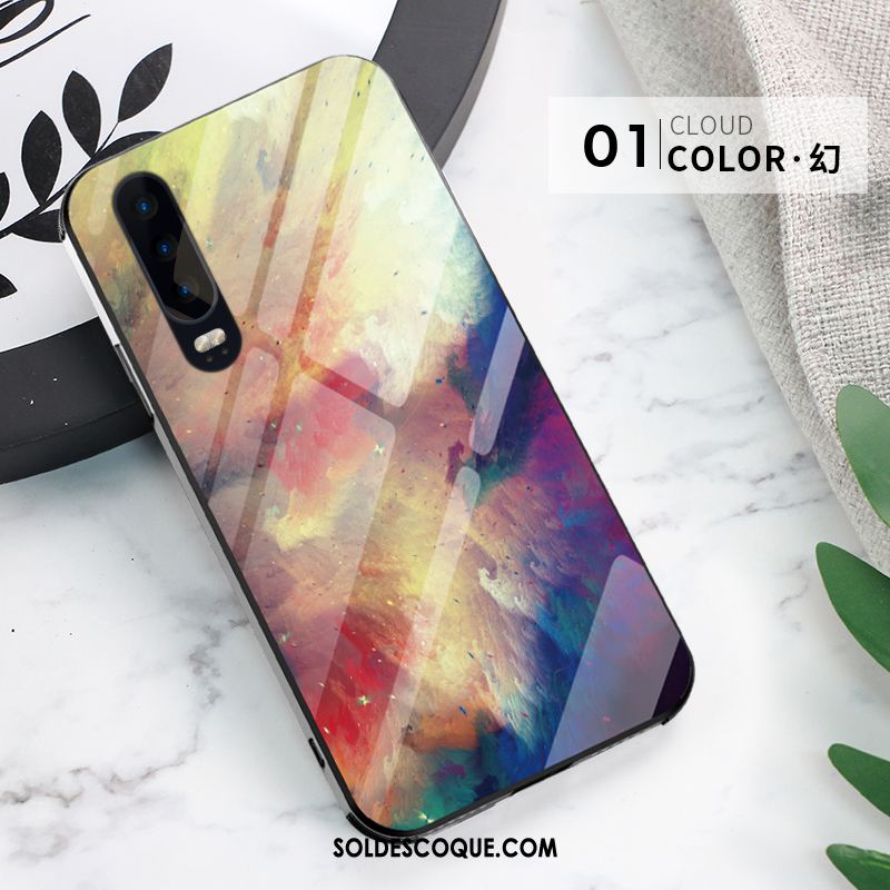 Coque Huawei P30 Luxe Verre Créatif Très Mince Téléphone Portable Housse Pas Cher