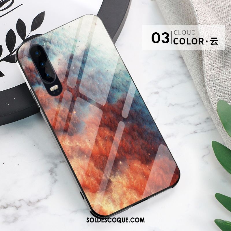 Coque Huawei P30 Luxe Verre Créatif Très Mince Téléphone Portable Housse Pas Cher