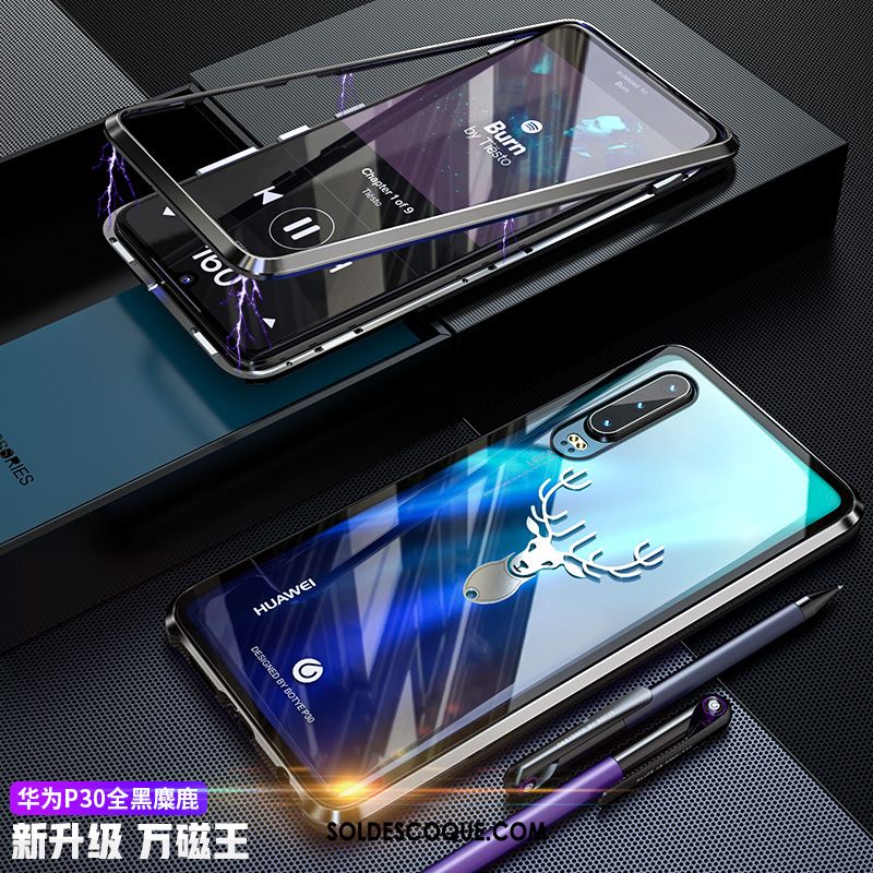 Coque Huawei P30 Métal Marque De Tendance Nouveau Magnétisme Violet Pas Cher