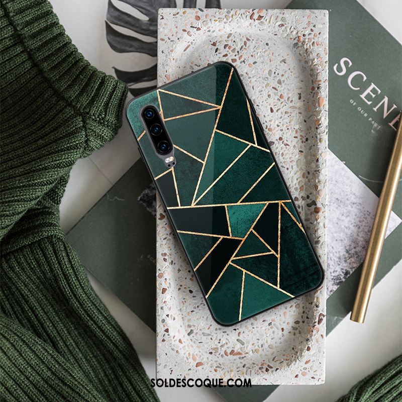 Coque Huawei P30 Nouveau Personnalité Verre Vert Tendance Soldes