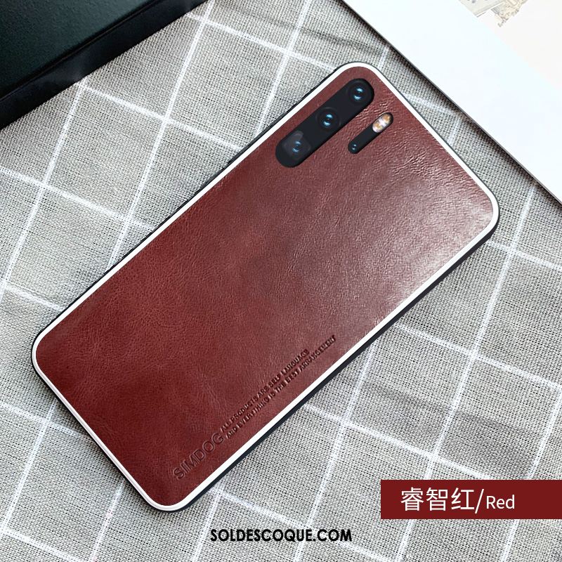 Coque Huawei P30 Pro Cuir Véritable Étui Protection Antidérapant Business Pas Cher