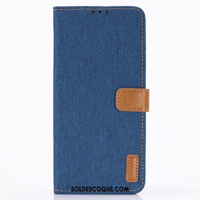 Coque Huawei P30 Pro Denim Étui En Cuir Bleu Foncé Modèle Fleurie En Vente