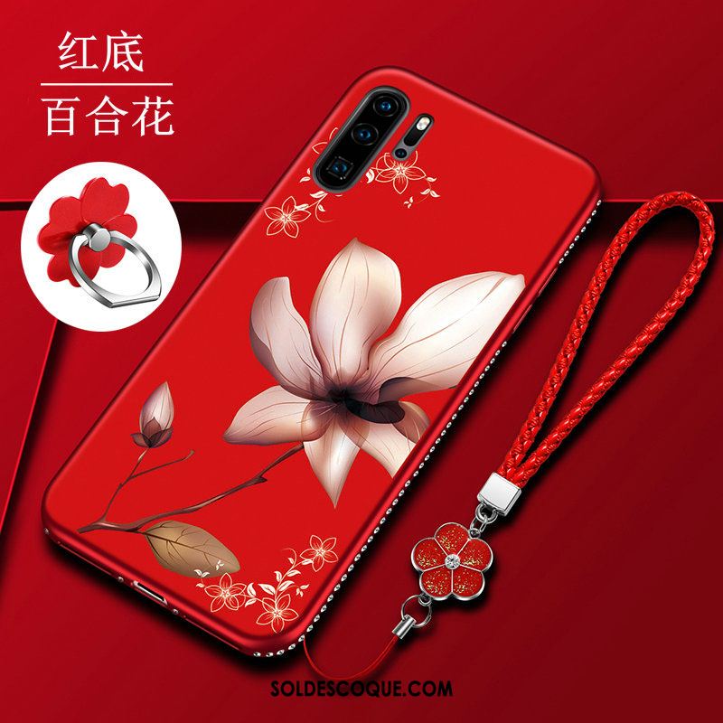 Coque Huawei P30 Pro Délavé En Daim Incassable Fluide Doux Rouge Tout Compris En Vente