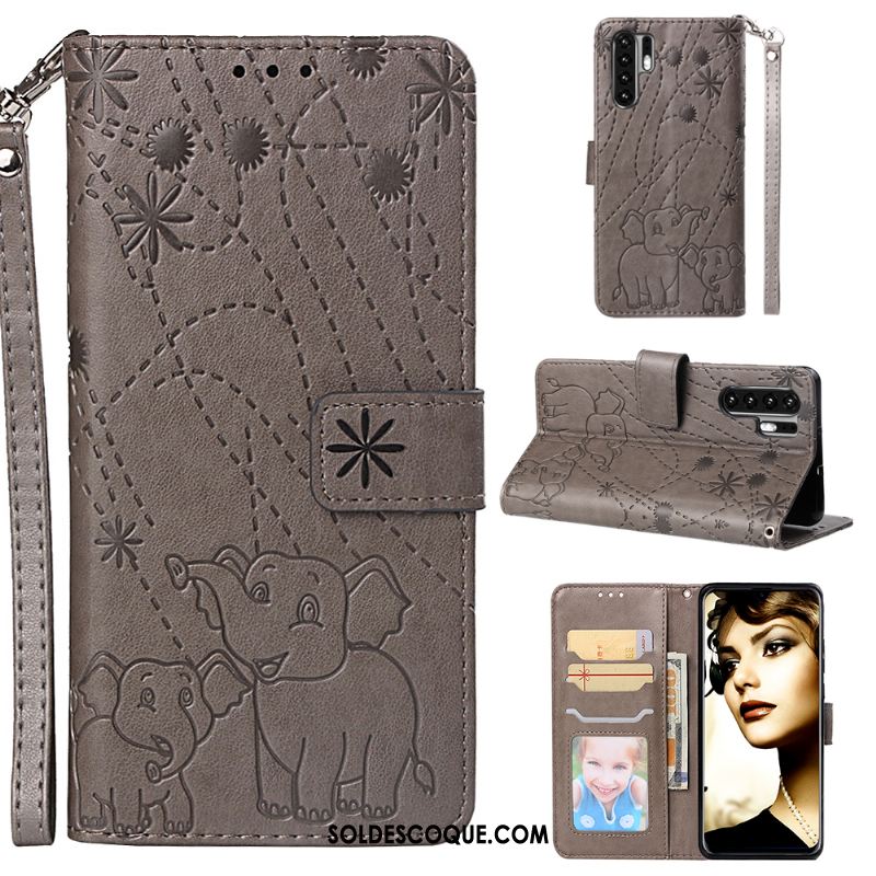 Coque Huawei P30 Pro Ornements Suspendus Protection Étui En Cuir Tout Compris Gris Soldes