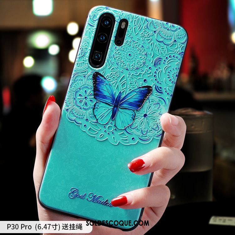 Coque Huawei P30 Pro Protection Personnalité Créatif Silicone Vert Housse Pas Cher