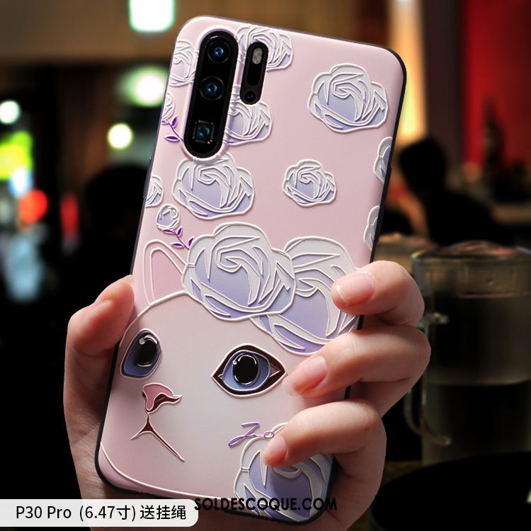 Coque Huawei P30 Pro Silicone Bleu Personnalité Téléphone Portable Fluide Doux Pas Cher