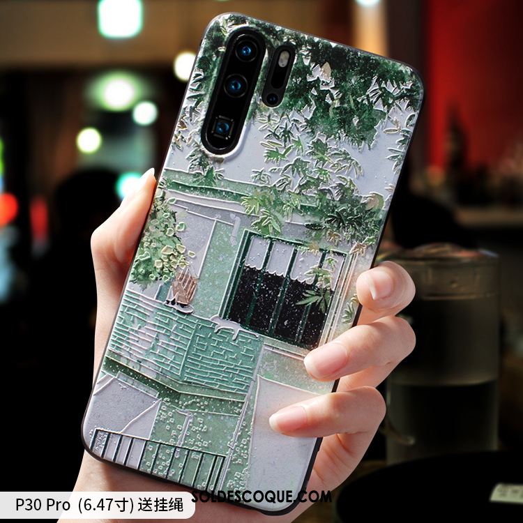 Coque Huawei P30 Pro Vert Délavé En Daim Incassable Téléphone Portable Silicone Pas Cher