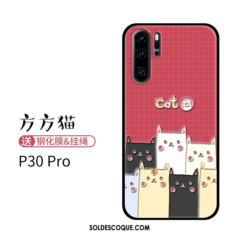 Coque Huawei P30 Pro Étui Chat Rouge Tendance Fluide Doux Soldes