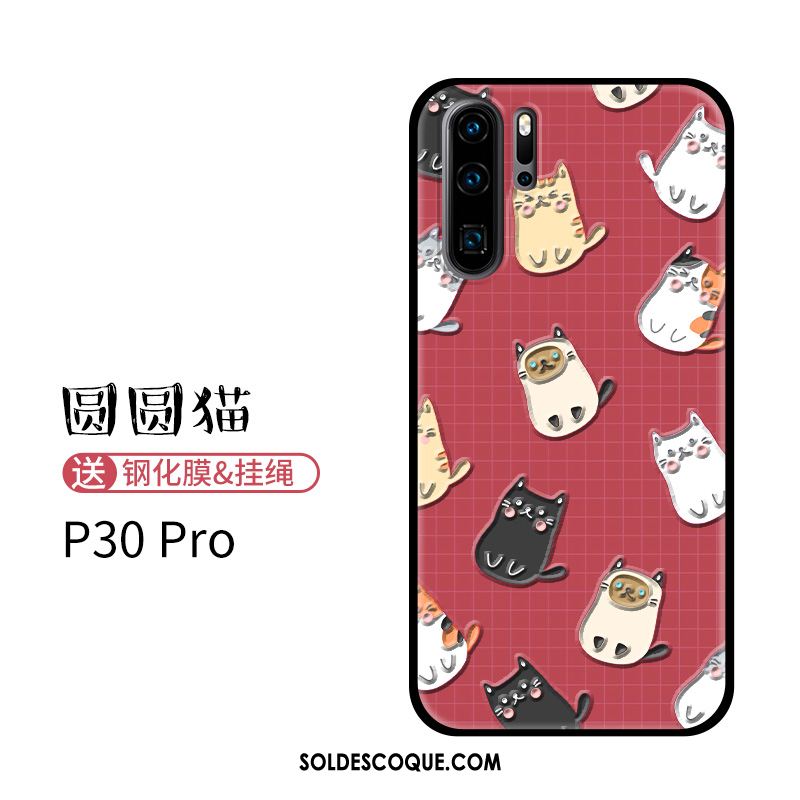 Coque Huawei P30 Pro Étui Chat Rouge Tendance Fluide Doux Soldes