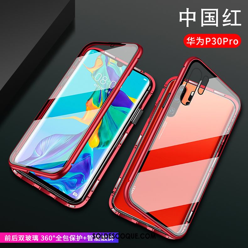 Coque Huawei P30 Pro Étui Incassable Verre Métal Rouge France