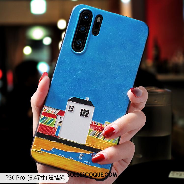 Coque Huawei P30 Pro Étui Mode Luxe Personnalité Peinture À L'huile Housse Soldes