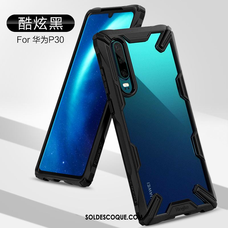 Coque Huawei P30 Silicone Bleu Incassable Transparent Marque De Tendance Soldes