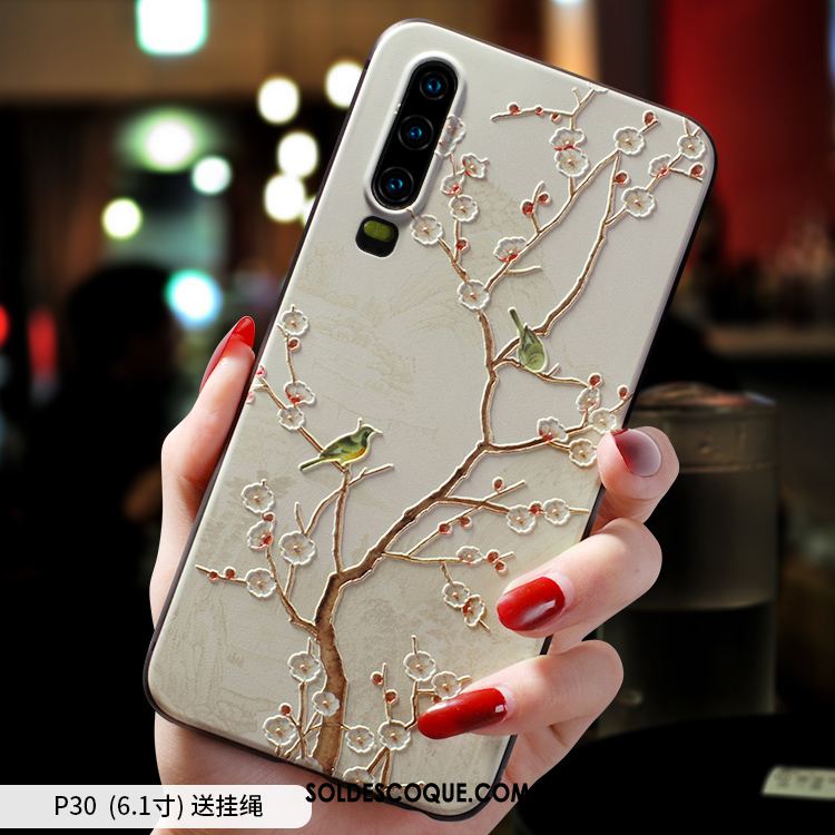 Coque Huawei P30 Silicone Délavé En Daim Téléphone Portable Très Mince Style Chinois En Vente