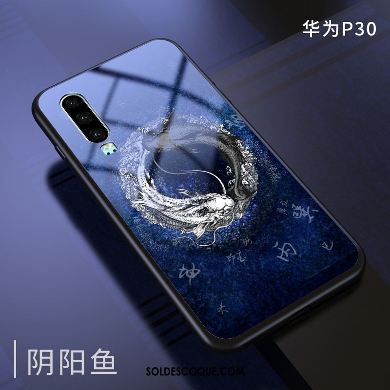 Coque Huawei P30 Silicone Incassable Personnalité Marque De Tendance Noir Soldes