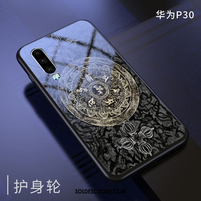 Coque Huawei P30 Silicone Incassable Personnalité Marque De Tendance Noir Soldes