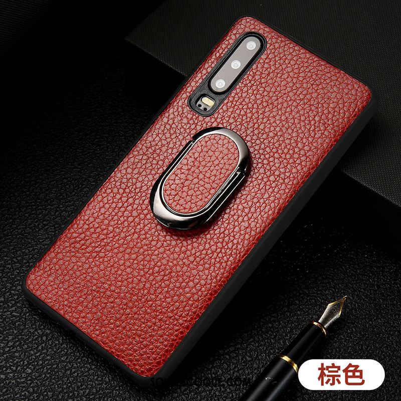 Coque Huawei P30 Support Magnétisme Cuir Véritable Anneau Protection Housse Pas Cher