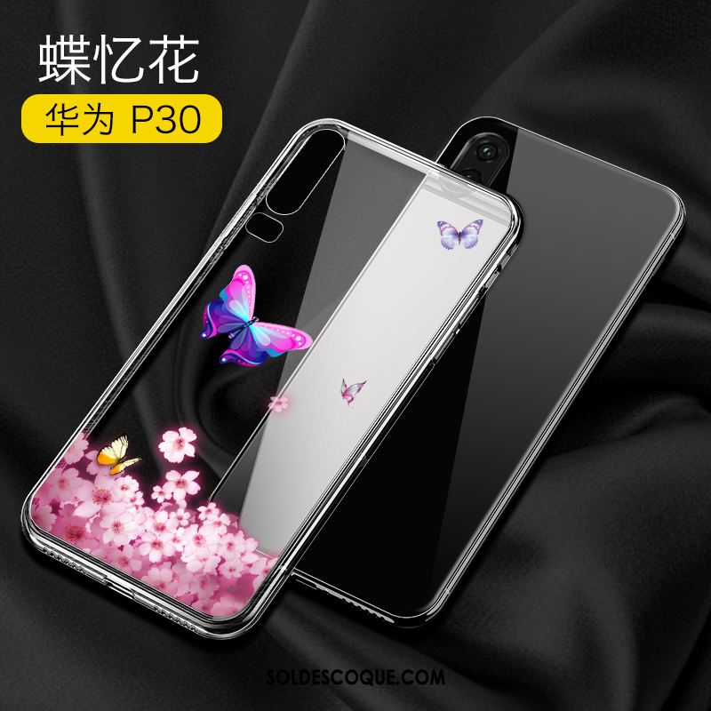 Coque Huawei P30 Transparent Téléphone Portable Marque De Tendance Noir Net Rouge Pas Cher
