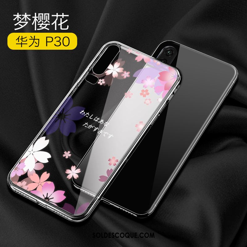 Coque Huawei P30 Transparent Téléphone Portable Marque De Tendance Noir Net Rouge Pas Cher