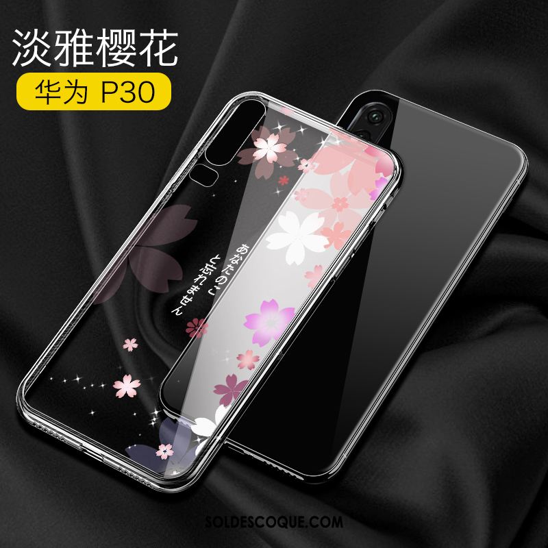 Coque Huawei P30 Transparent Téléphone Portable Marque De Tendance Noir Net Rouge Pas Cher